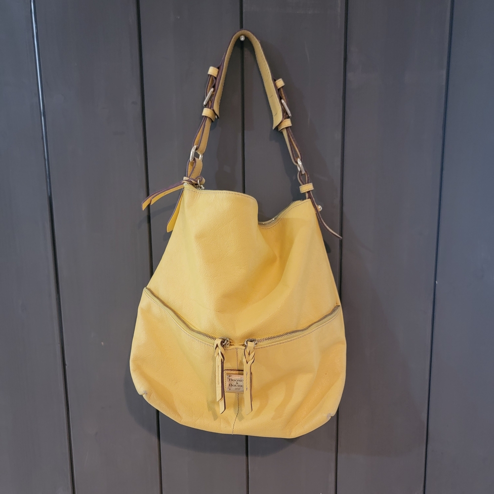 Y2K Dooney & Bourke Yellow Leather Hobo Shoulder Bag